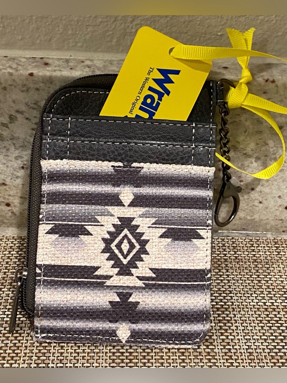 🎉Wrangler Southwestern Pattern Cardholder Wallet - Gray/Black NWT